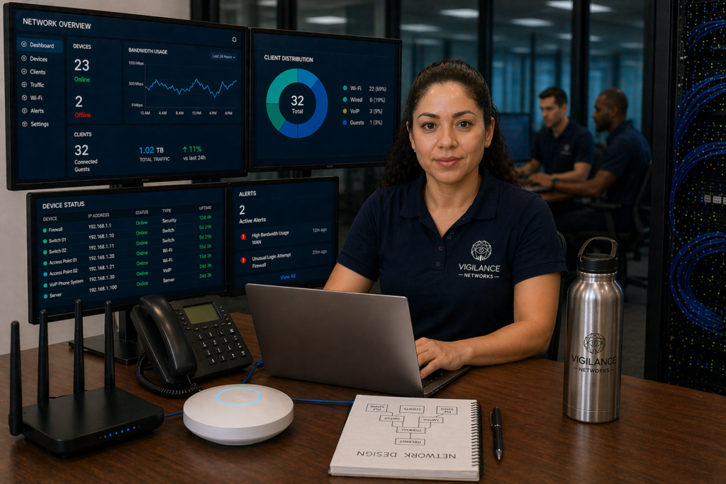 tessa network engineer at work station